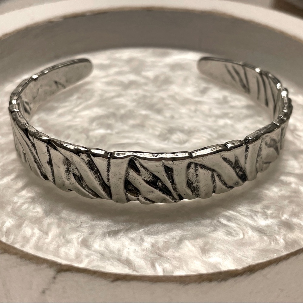 Silver Woven Wrist Cuff Bracelet
